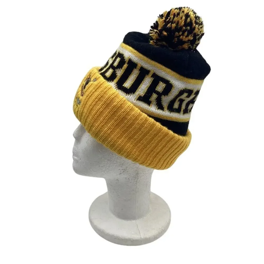 Vintage Pittsburgh Steelers NFL Knit Beanie with Pom‎ Pom Black Unisex